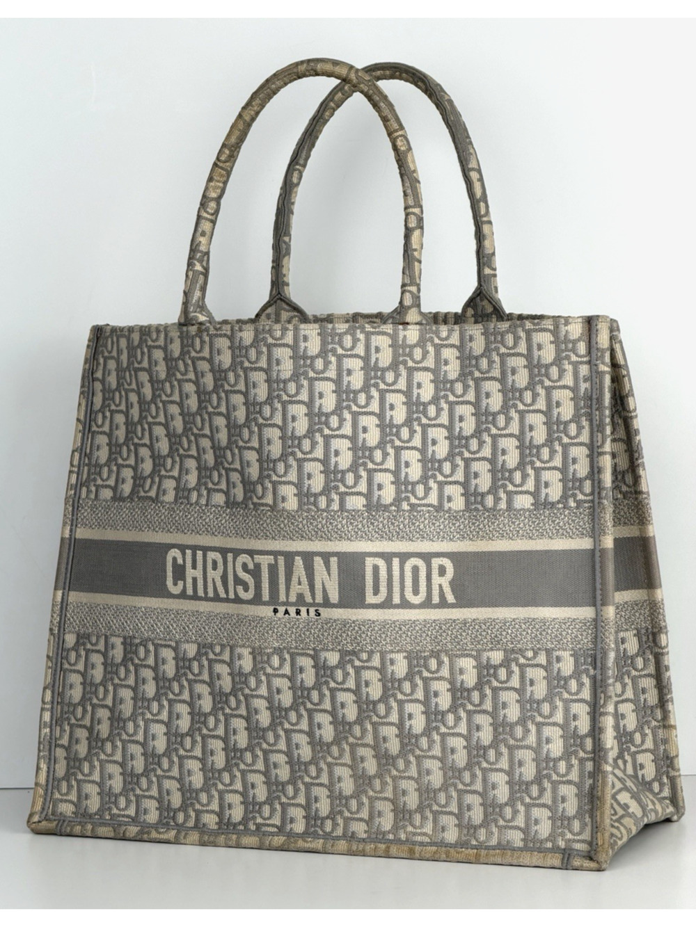 Christian Dior Book Tote Large in Grey Embroidered Oblique Canvas 2020 S